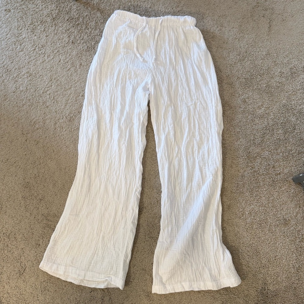 White Linen Like Pants